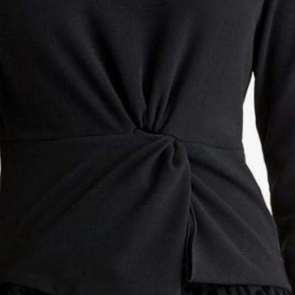 RACHEL Rachel Roy xs long sleeve nwt black macys business casual top knot front - Picture 11 of 14